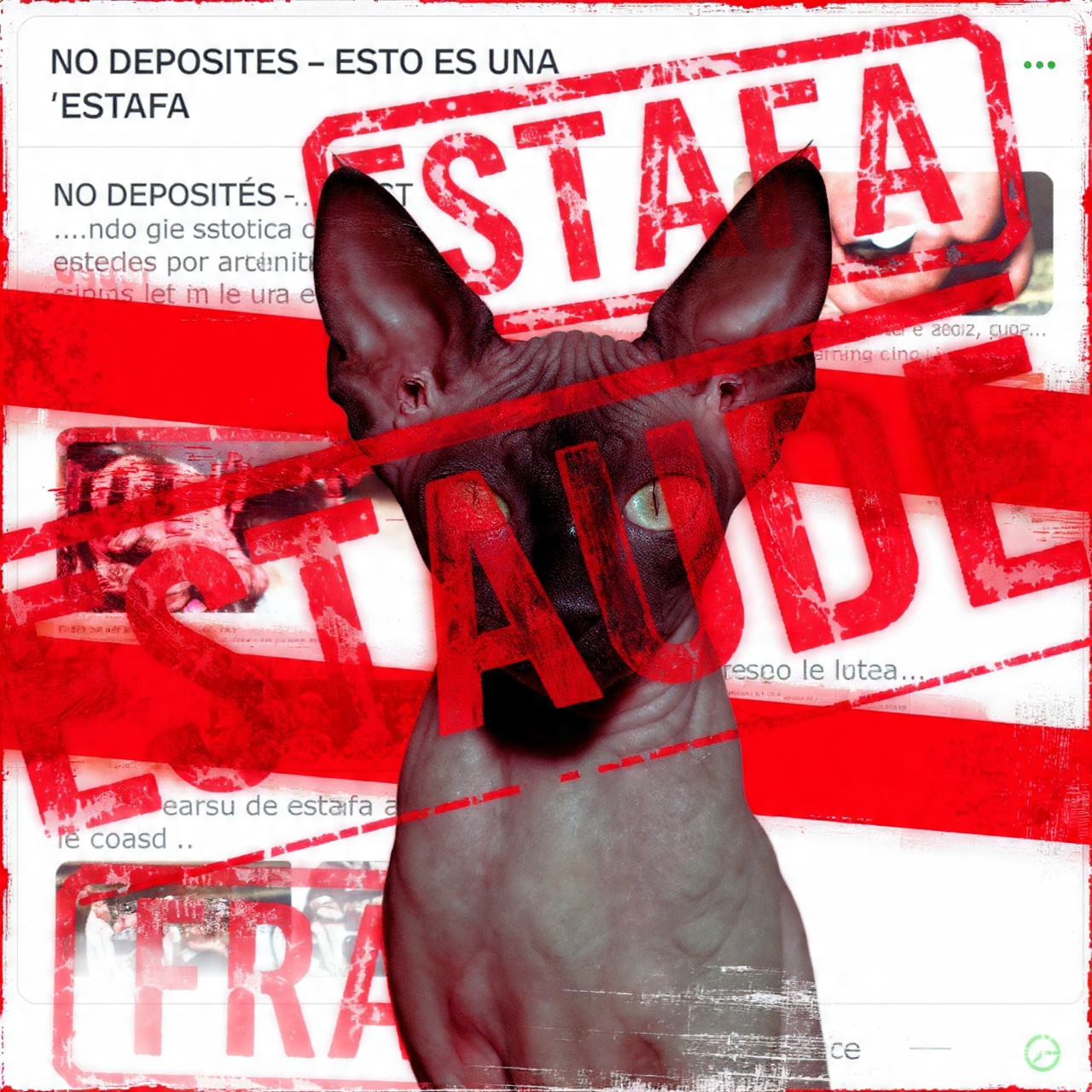 estafa con un gato sphynx